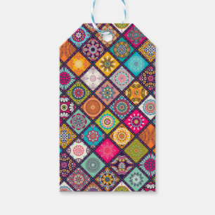 Etiqueta Para Presente Padrão Mandala colorido marroquino