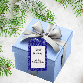 Etiqueta Para Presente Padrão marinho de doodle azul no Natal