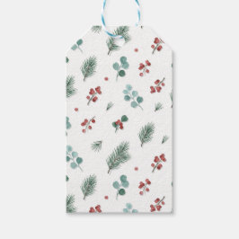 Etiqueta Para Presente Padrão Mínimo de Natal, Pinheiro & Frutas