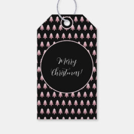 Etiqueta Para Presente Padrão Moderno de Árvore de Natal com Ombre Preto