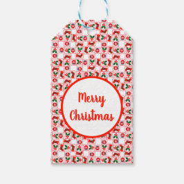 Etiqueta Para Presente Padrão natalício festivo