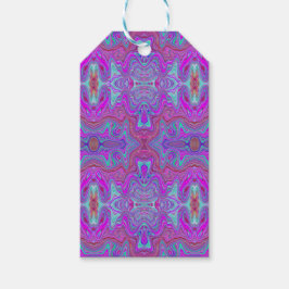 Etiqueta Para Presente Padrão Ondulado de Mármore Trippy Magenta e Azul