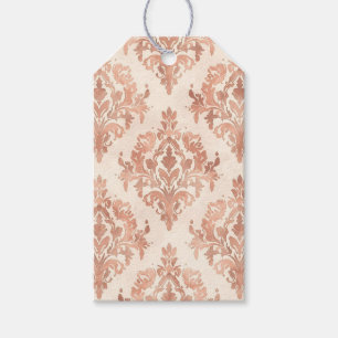 Etiqueta Para Presente Padrão Ornamental de Aquarela de Damasco de Pêsseg
