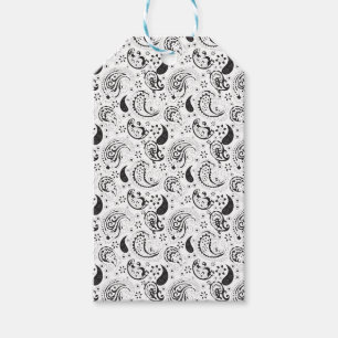 Etiqueta Para Presente Padrão Paisley Preto e Branco – Arte Textil Elegan