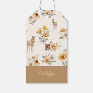 Etiqueta Para Presente Padrão Personalizado de Borboleta Cavalo Flor Silv