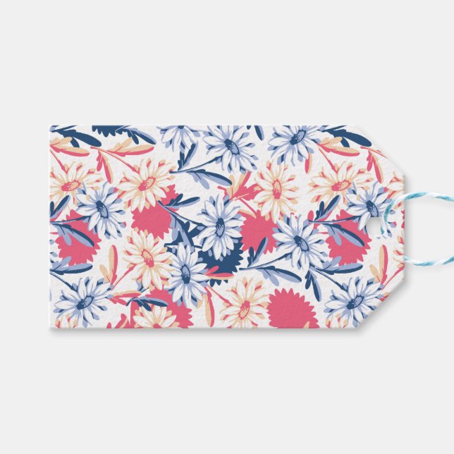 Etiqueta Para Presente Padrão Romântico da flor de margarida (Frente (horizontal))
