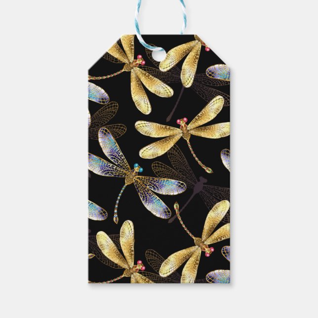 Etiqueta Para Presente Padrão sem costura com Ouros (Frente)