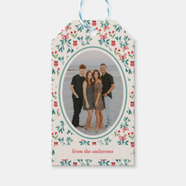 Etiqueta Para Presente Padrão tradicional verde e grande milenar vermelho