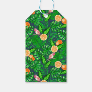 Etiqueta Para Presente Padrão tropical, beija-flores