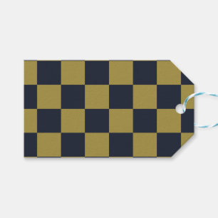 Etiqueta Para Presente Padrão Verificado Dourado e Marinho Elegante
