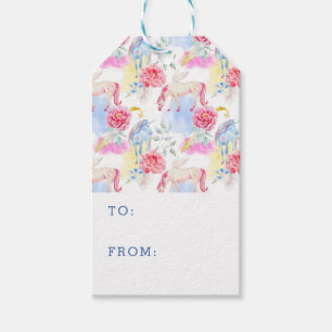 Etiqueta Para Presente Padrão Watercolor Unicorn e Pegasus