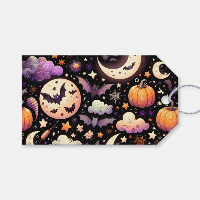 Etiqueta Para Presente Padrão Whimsical Halloween Night Sky (Frente (horizontal))