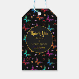 Etiqueta Para Presente Padrões coloridos de borboletas no casamento negro