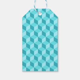 ETIQUETA PARA PRESENTE PADRÕES DO CUBO GEOMÉTRICO AZUL PASTEL AQUA
