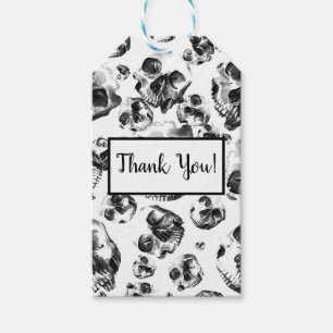 Etiqueta Para Presente Padrões negros e brancos Esqueleto Arte Crônica