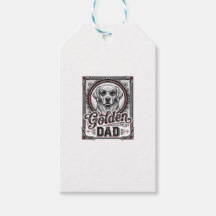 Etiqueta Para Presente Pai Golden Retriever Design de Gravura Vintage_1