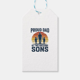 Etiqueta Para Presente Pai Orgulhoso de Dois Filhos Incríveis Camisa Vint
