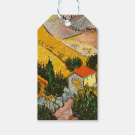 Etiqueta Para Presente Paisagem com House e Ploughma Vincent van Gogh