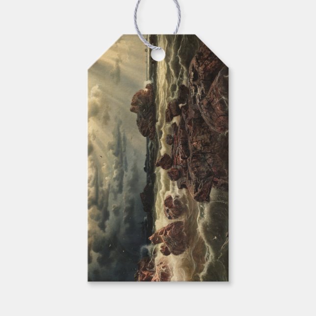 Etiqueta Para Presente Paisagem Costeira com Navios no Horizonte (Frente)