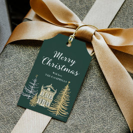 Etiqueta Para Presente Paisagem de Feliz Natal, Etiqueta de Presente de F