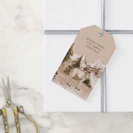 Etiqueta Para Presente Paisagem de inverno nas montanhas com cervo