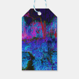 Etiqueta Para Presente Paisagem Impressionista Azul Escuro e Jardim Verme