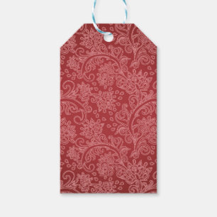 Etiqueta Para Presente Paisley Vermelho Damasco Designer Floral Vintage C