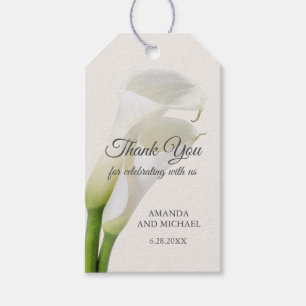 Etiqueta Para Presente Pala Branca Elegante Lírios Floral Obrigado