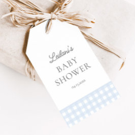 Etiqueta Para Presente Pale Blue Gingham Classic Boys Chá de fraldas Favo