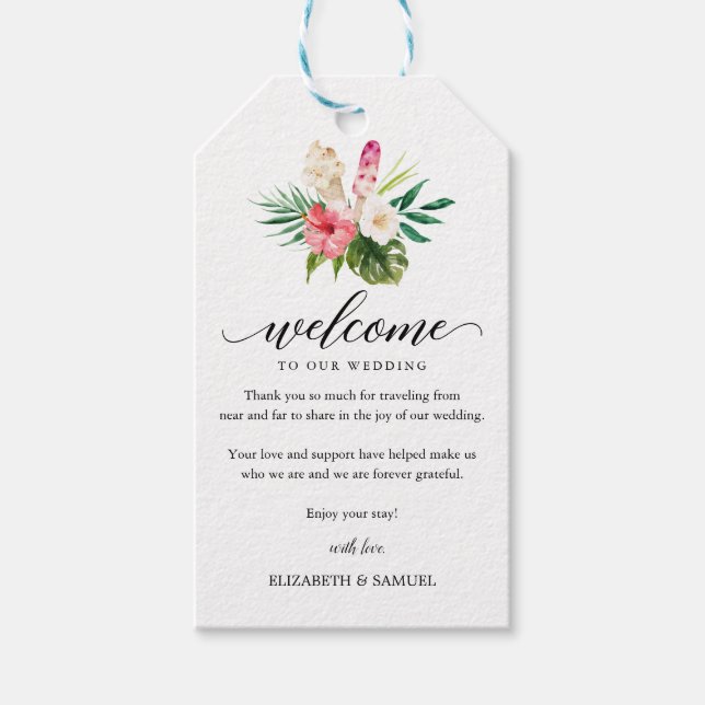 Etiqueta Para Presente Palm Tropical Icecream Casamento Caligrafia Boas-v (Frente)