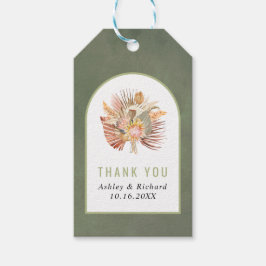 Etiqueta Para Presente Palma seca, erva-pampas, Obrigado verde