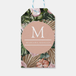 Etiqueta Para Presente Palmeira da selva deixa flores da floresta tropica
