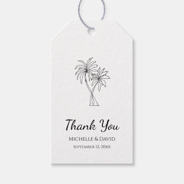 Etiqueta Para Presente Palmeiras Elegantes De Casamento Tropical (Frente)