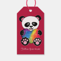 Panda Cuta De Aquarela Com Coração Arco-Íris
