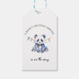 Etiqueta Para Presente Panda de bebê com aquarela com bandeiras de reabas