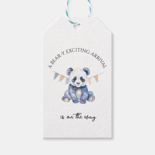 Etiqueta Para Presente Panda de bebê com aquarela com bandeiras de reabas