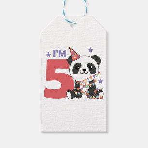 Etiqueta Para Presente Panda De Quinto Aniversário Para Crianças De 5 Ano