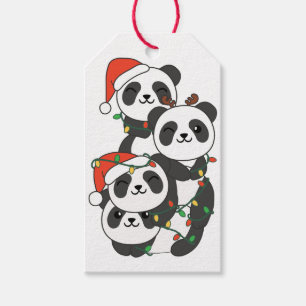 Etiqueta Para Presente Panda Natal Árvore de Natal Pandas