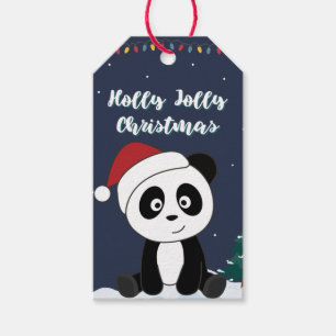 Etiqueta Para Presente Panda Natal Neve Animais de inverno Pandas Gift Ta