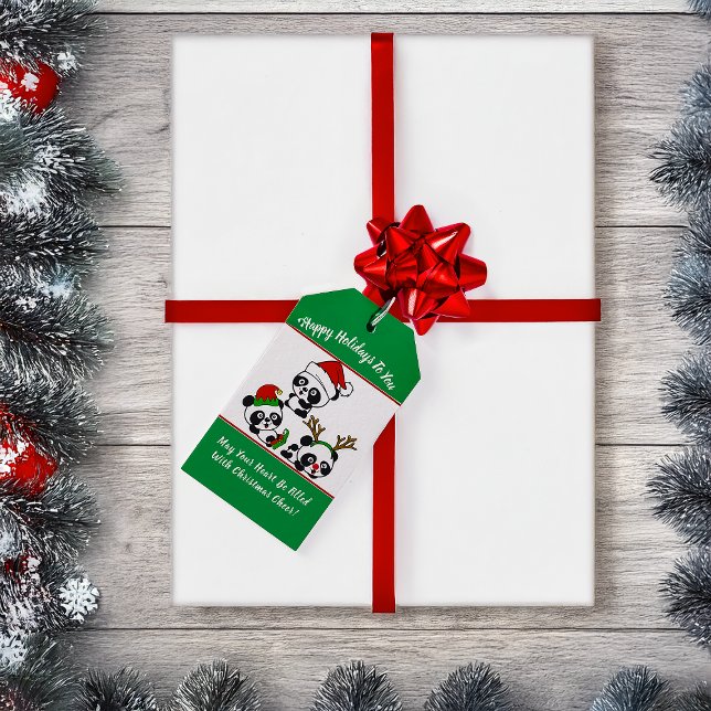 Etiqueta Para Presente Pandas de Natal Personalizadas (Criador carregado)
