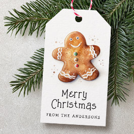 Etiqueta Para Presente Pão de gengibre bonito Nome da família Feliz Natal