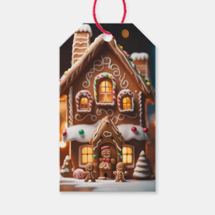 Etiqueta Para Presente Pão de Gengibre Casa Feriado Etiqueta de presente