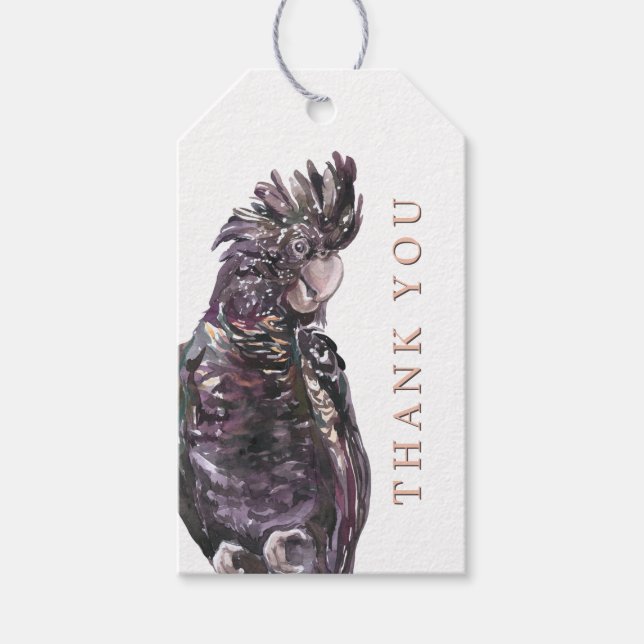 Etiqueta Para Presente Papagaio Exótico de Ameixa Roxa Obrigado (Frente)