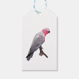 Etiqueta Para Presente Papagaio-rosa-desenho manual, pássaro tropical sen