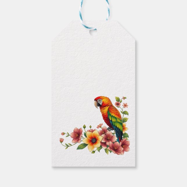 Etiqueta Para Presente Papagaio Tropical e Flores (Verso)