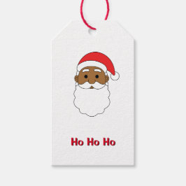Etiqueta Para Presente Papai Noel Afro-Americano Família Ho Ho Ho Branca