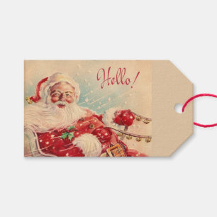 Etiqueta Para Presente Papai Noel Alegre Vintage Olá