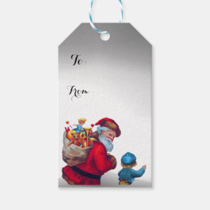 ETIQUETA PARA PRESENTE PAPAI NOEL COM A CRIANÇA NA NEVE DO INVERNO
