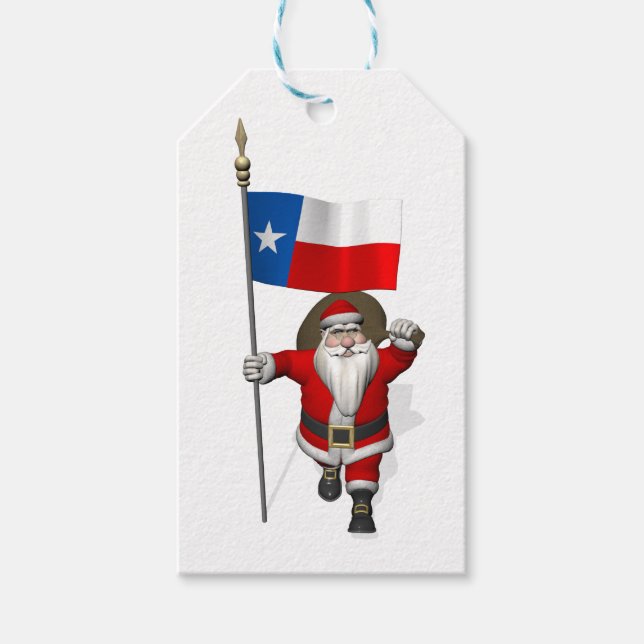 Etiqueta Para Presente Papai Noel Com Bandeira Do Texas (Frente)