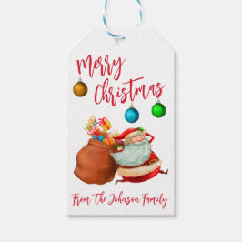 Etiqueta Para Presente Papai Noel com um Saco de Presentes Feliz Natal Fe
